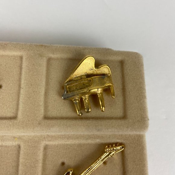 Set of 12 Gold Tone Metal Lapel Pins Brooches Piano Guitar Horse Butterfly Sun H - Picture 3 of 5